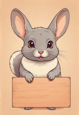 Chinchilla holding a sign
