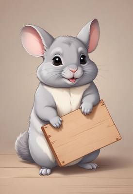 Chinchilla holding blank sign