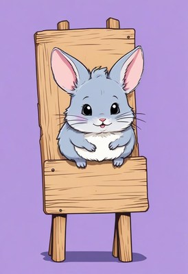 Chinchilla sitting on easel