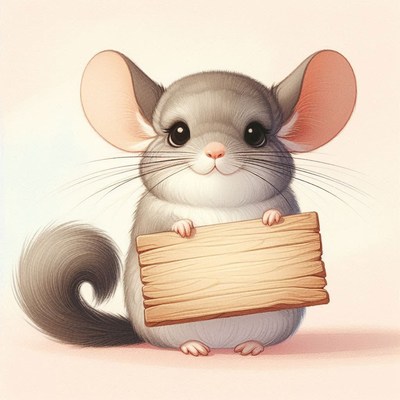 Cute chinchilla holding a sign