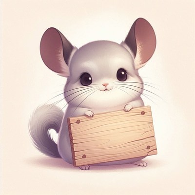 Cute chinchilla holding blank sign