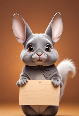 Cute chinchilla holding a sign