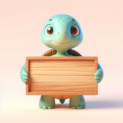 Cute turtle holding a sign