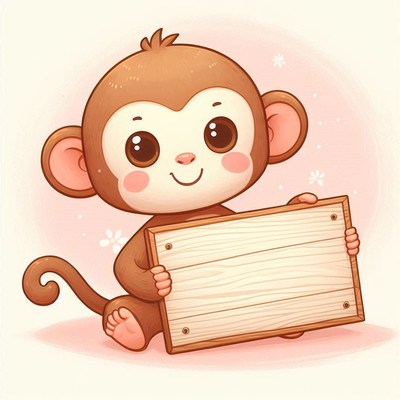 Cute monkey holding sign