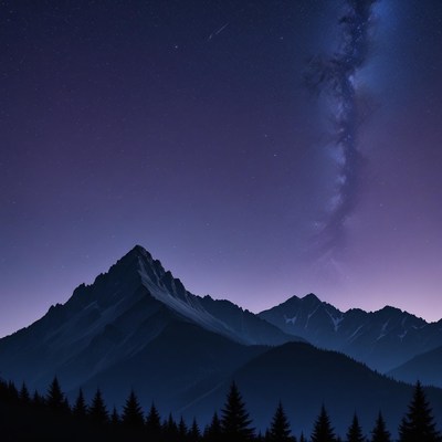 Night sky over mountain range