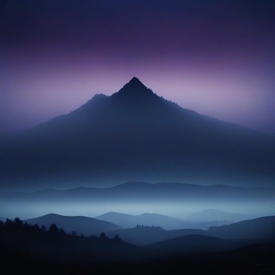 Mountain silhouette at dusk