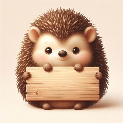 Cute hedgehog holding sign