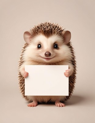 Hedgehog holding blank sign
