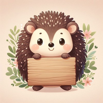 Cute hedgehog holding a sign