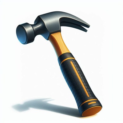 Claw hammer with yellow handle