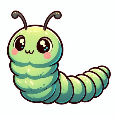 Cute cartoon green caterpillar