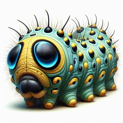 Blue-eyed caterpillar illustration