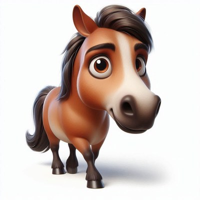 Brown horse cartoon character walking