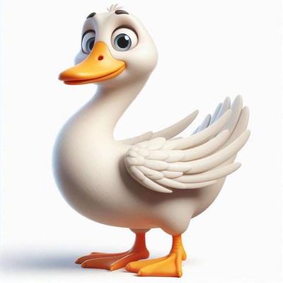 Cartoon duck with spread wings