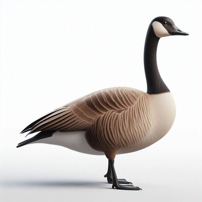 Canada goose standing on white background