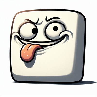 White square character with tongue out