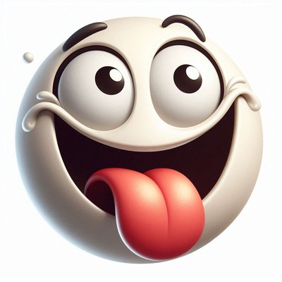 3d smiley face sticking out tongue