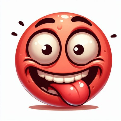 Red cartoon face sticking out tongue