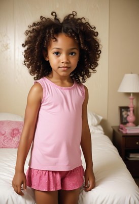 Young girl in pink pajamas