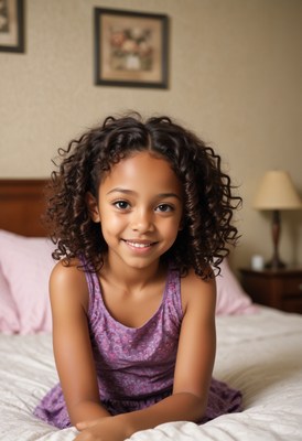 Girl smiling on bed