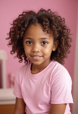 Girl with curly hair smiling