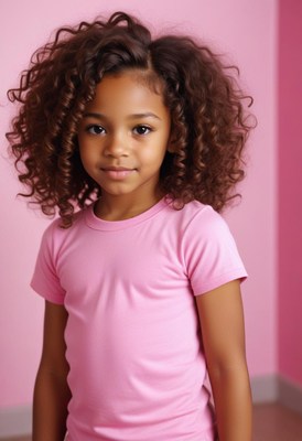 Girl with curly hair smiling