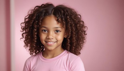 Girl with curly hair smiling