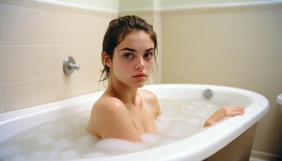 Woman relaxing in a bathtub