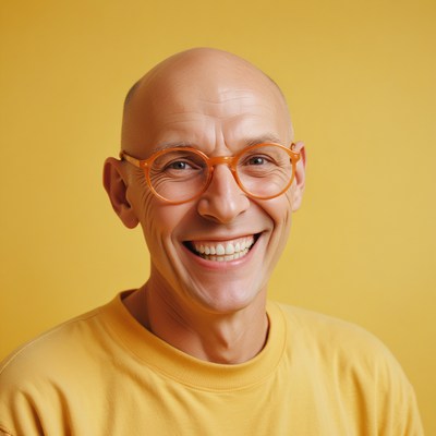 Smiling man in yellow shirt