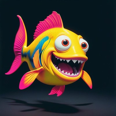 Cartoon fish with big smile