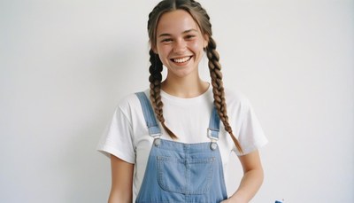 Smiling woman in braids