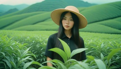 Woman in a field of green