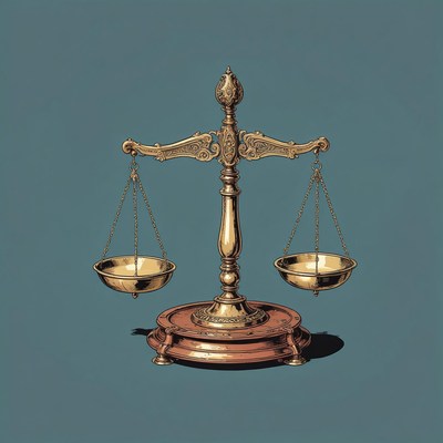 Ornate golden scales of justice