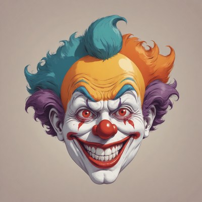 Digital painting of a scary clown