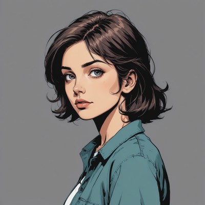 Digital illustration of woman with brown hair