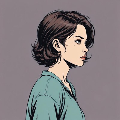 Woman with short brown hair in profile