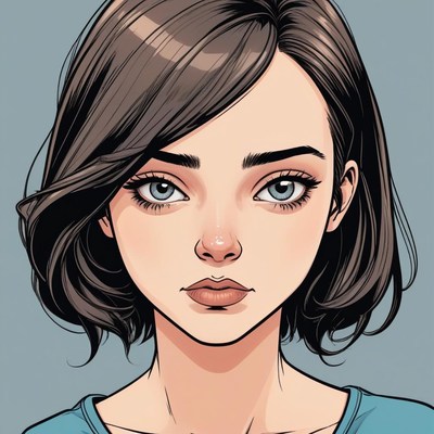 Woman with brown hair and blue eyes