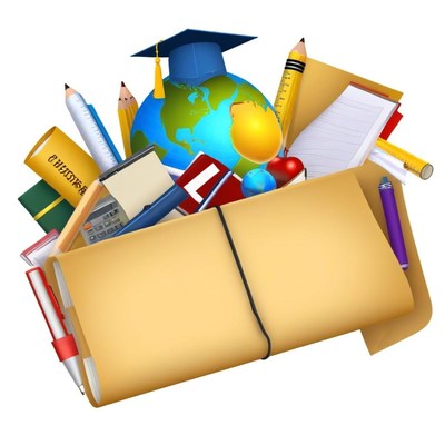 Full folder of school supplies