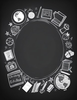 Chalkboard frame with school supplies