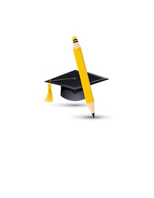 Graduation cap and pencil