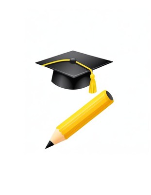 Graduation cap and pencil