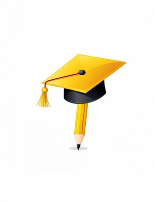 Graduation cap on pencil