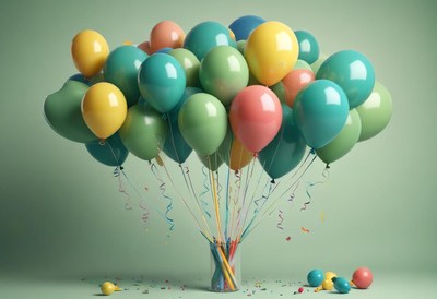 Colorful balloons in a vase