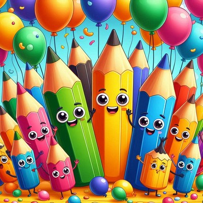 Colorful pencil party