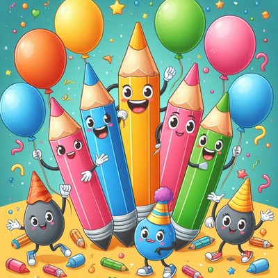 Colorful pencil party