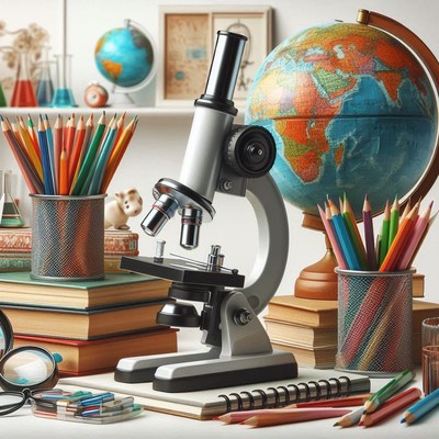 School supplies and globe
