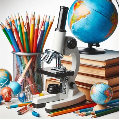 Microscope and globe school supplies