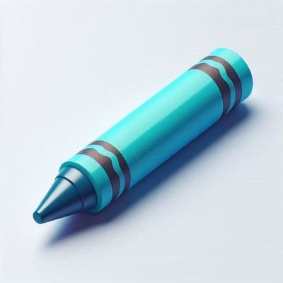 Blue crayon on white background