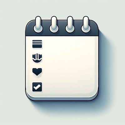 Blank spiral notebook with icons