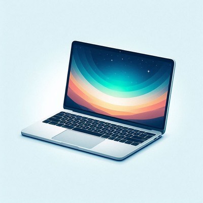 Laptop with abstract night sky wallpaper